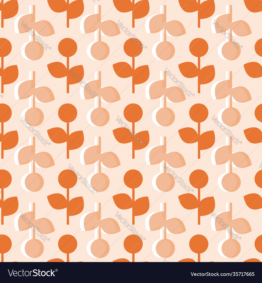 Orange vintage flower seamless repeat pattern