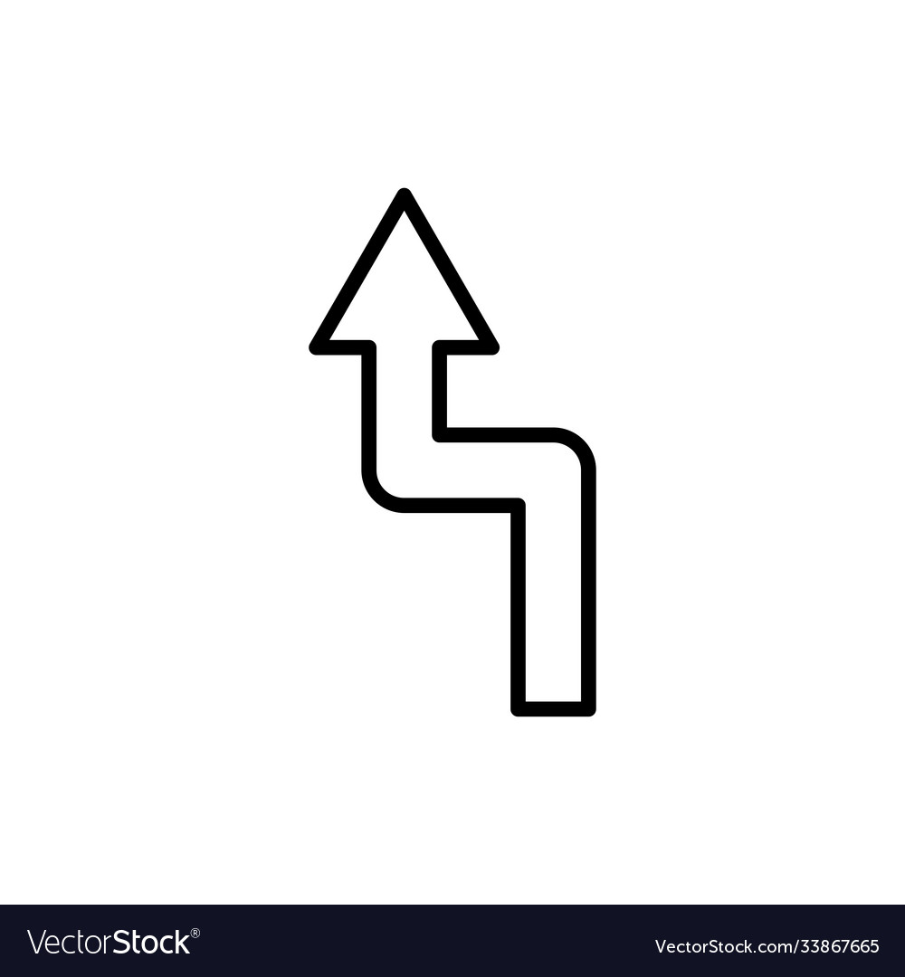 Road arrow line icon reverse curve design template