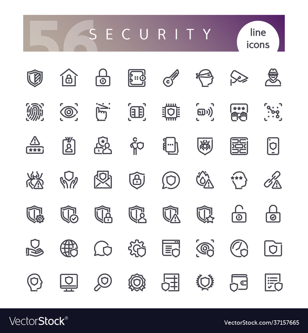 Security line icons set vector image Security line icons set