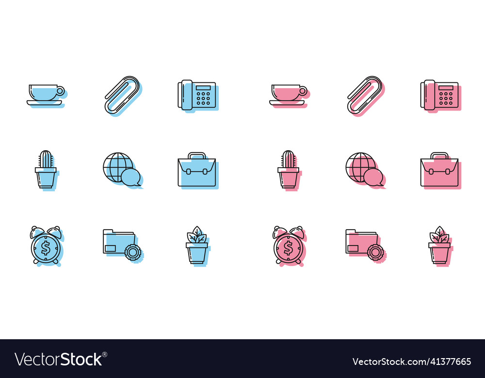 Set line alarm clock with dollar symbol folder vector image Set line alarm clock with dollar symbol folder