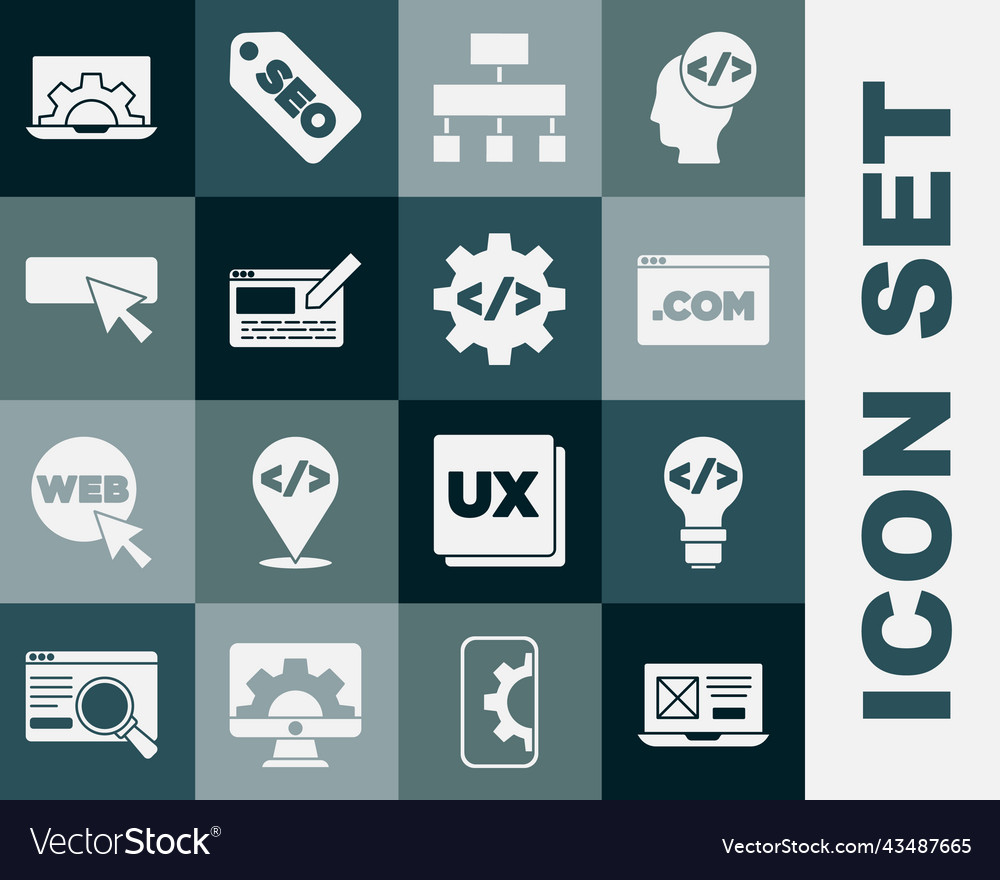 Set ui or ux design front end development site vector image Set ui or ux design front end development site