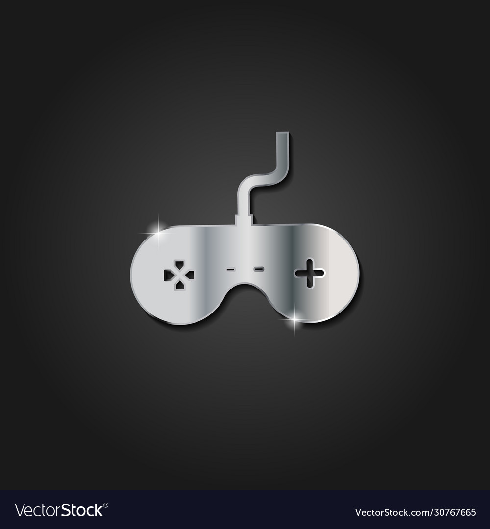 Shiny silver game console icon metallic symbol Vector Image