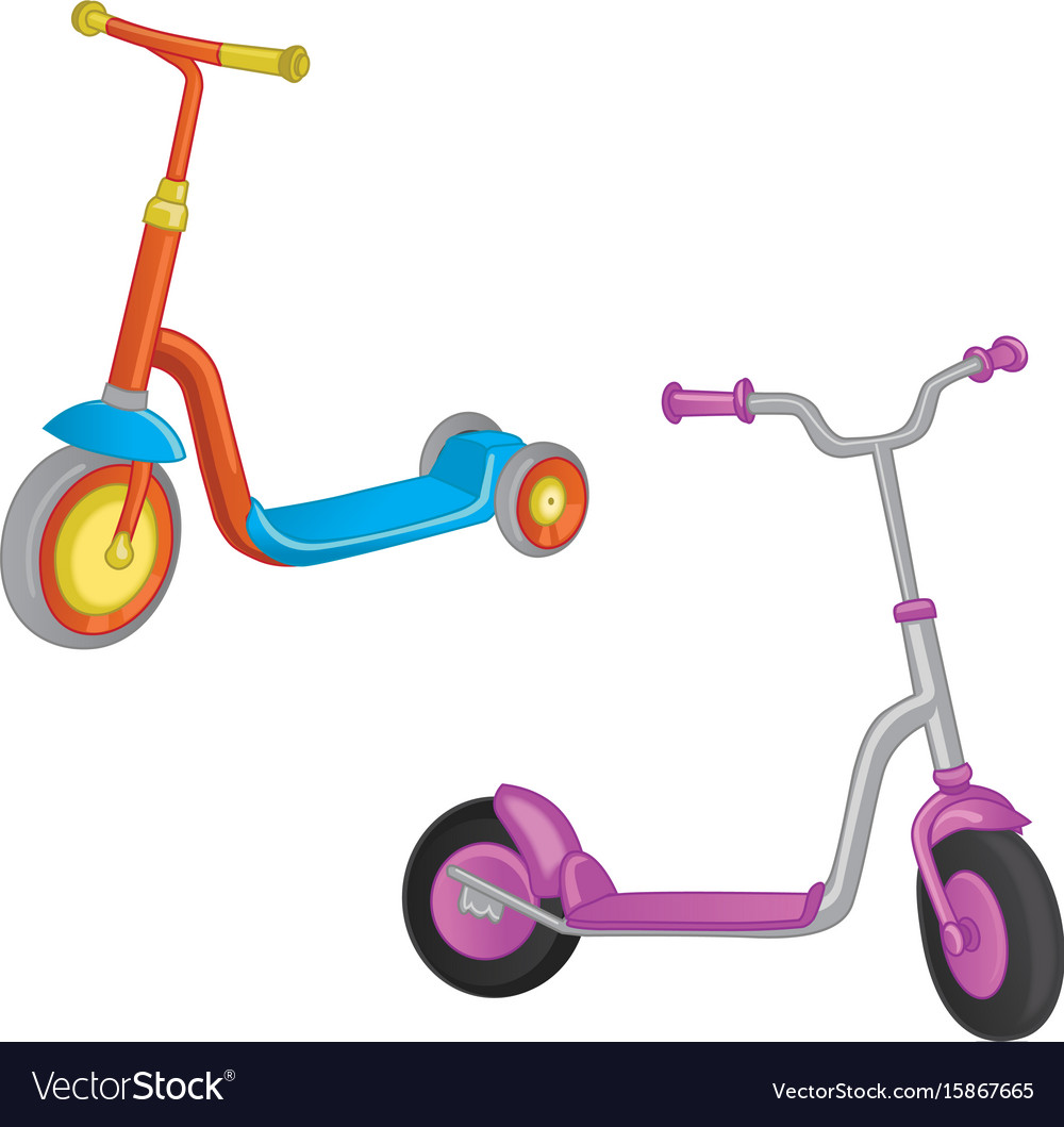 Two Colorful Kids Scooters