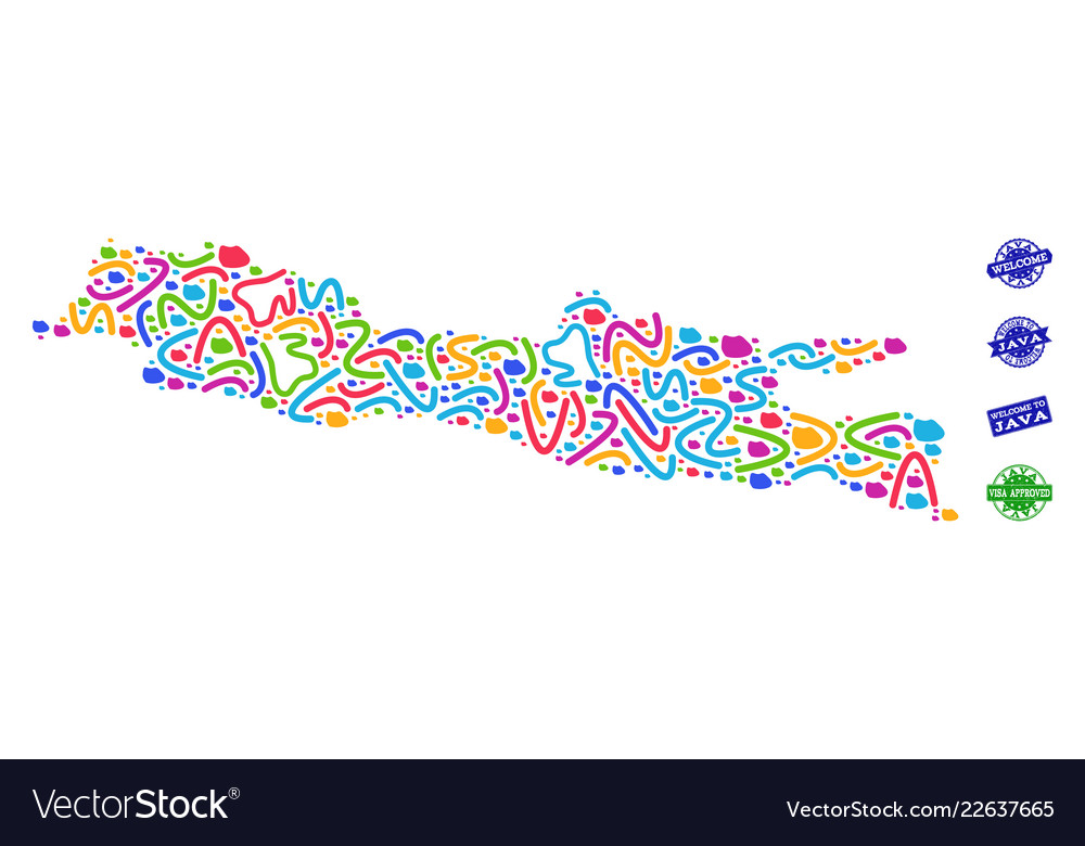 Welcome composition of mosaic map java island vector image Welcome composition of mosaic map java island