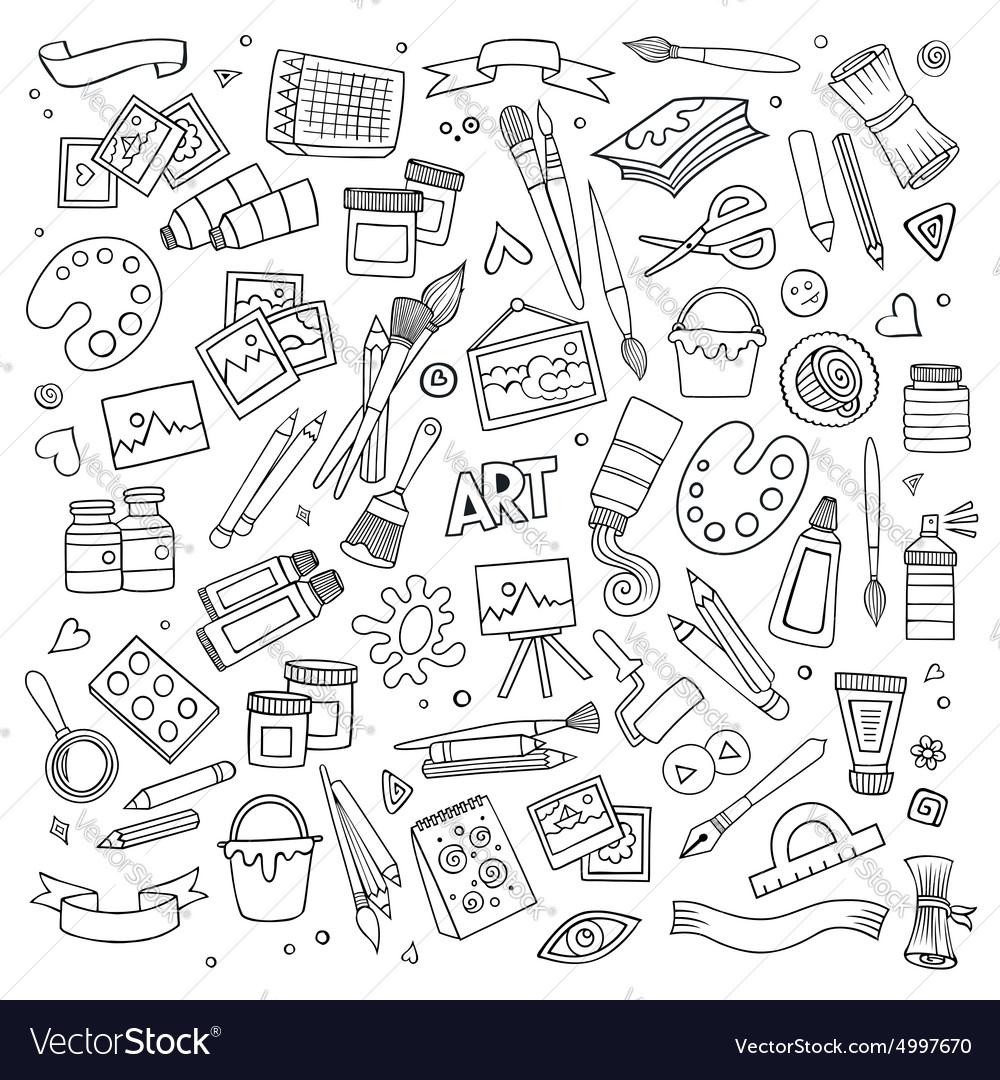 Art and craft symbols objects Royalty Free Vector Image