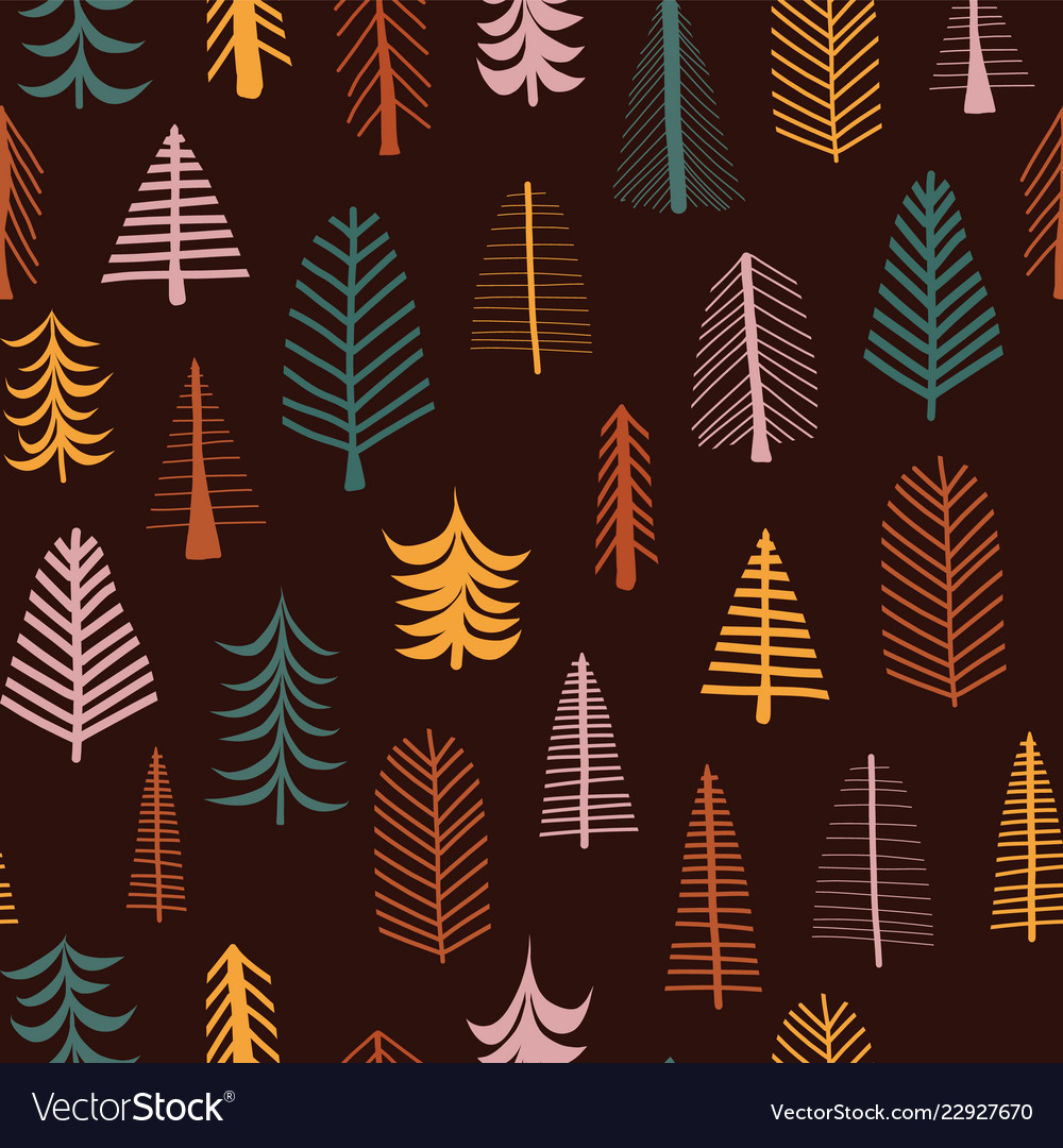 Autumn trees seamless pattern repeat tile vector image Autumn trees seamless pattern repeat tile