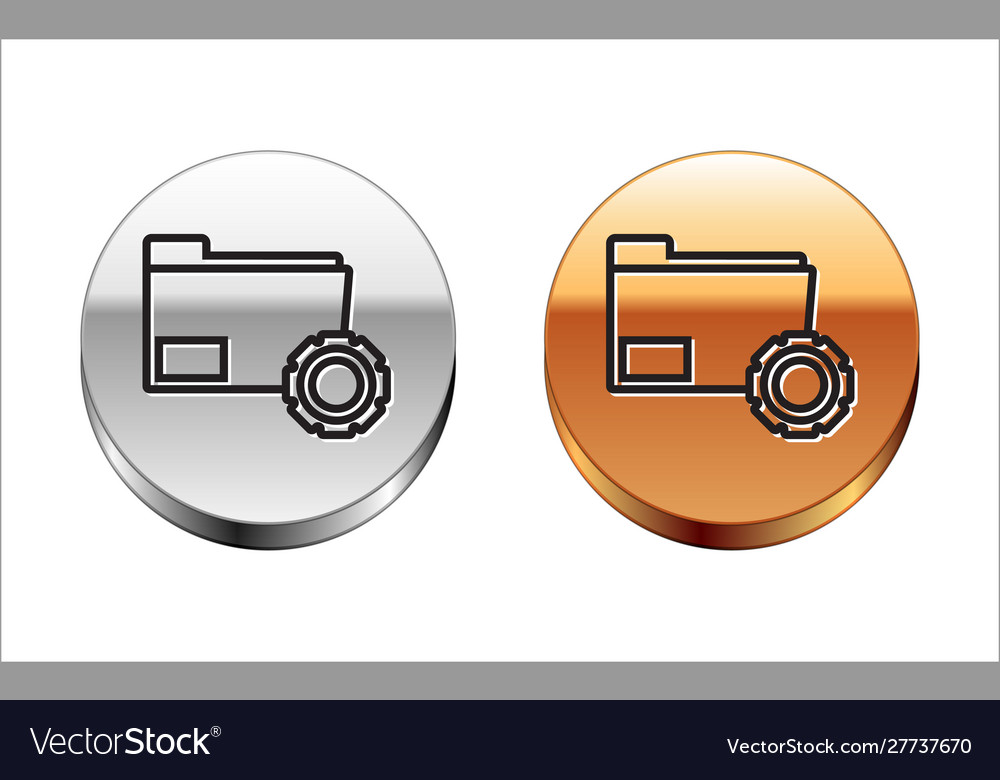 Black line folder settings with gears icon vector image Black line folder settings with gears icon