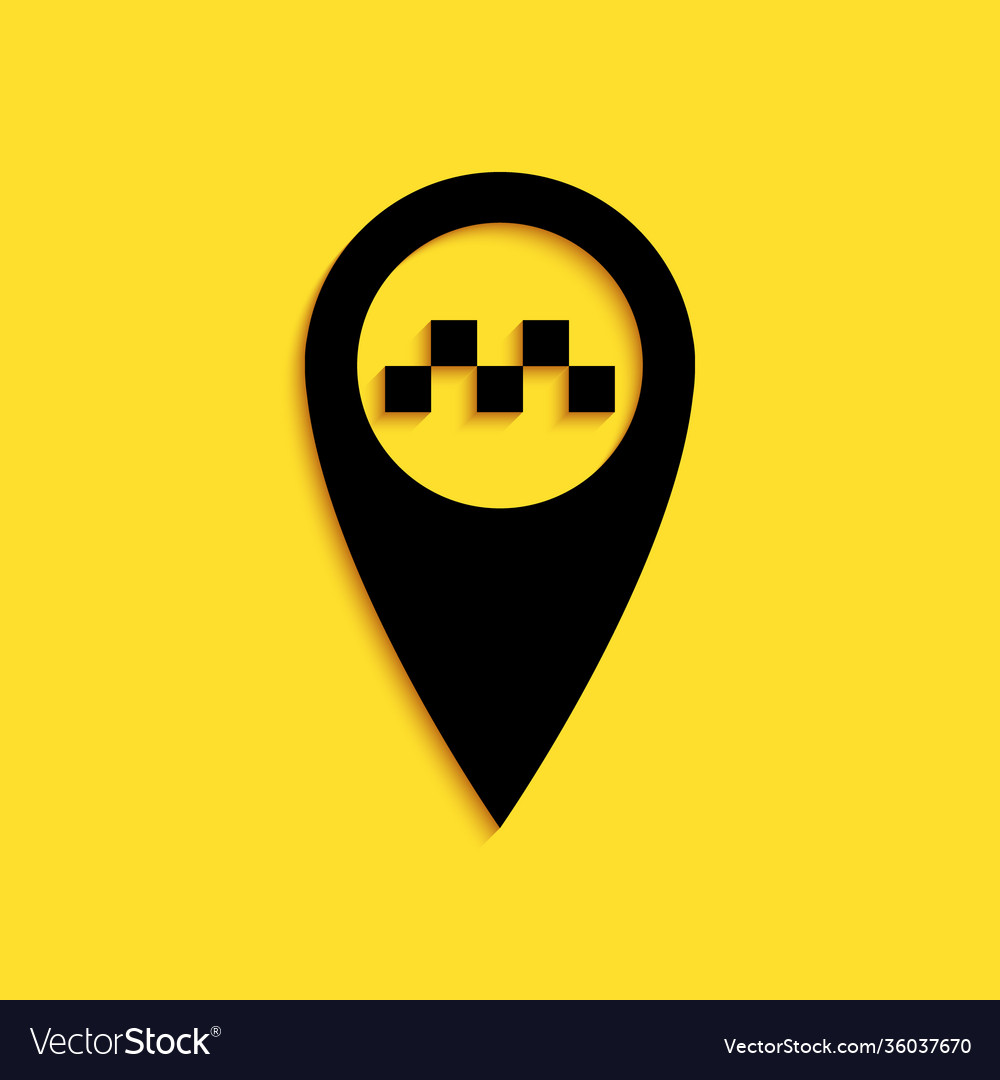 Black map pointer with taxi icon isolated vector image Black map pointer with taxi icon isolated