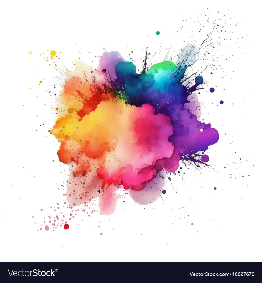 Bright colorful watercolor splash splatter stain Vector Image