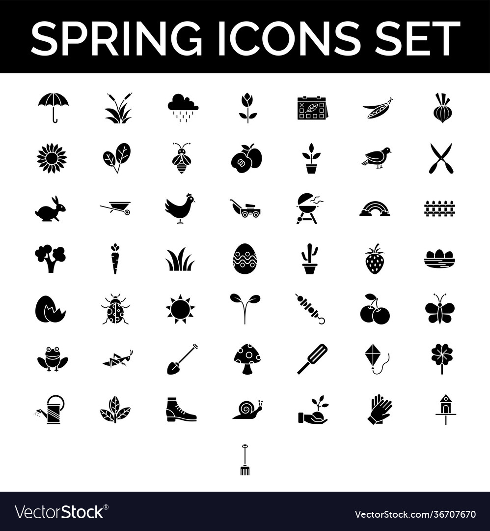 Bw spring icon set