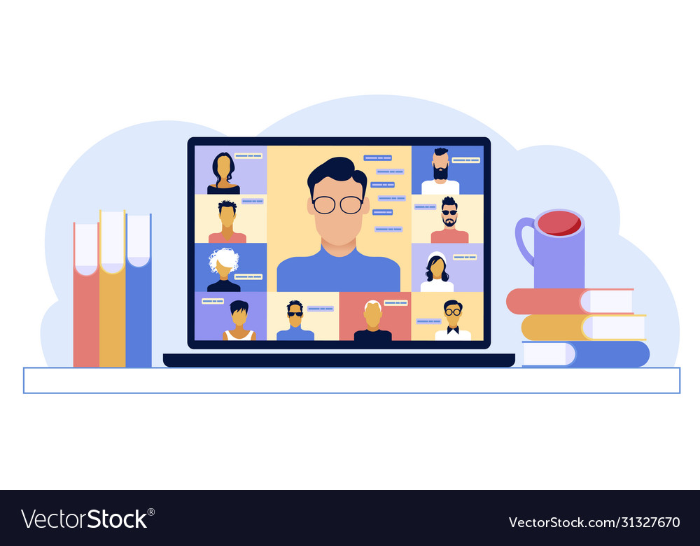 Chat with friends online collective virtual Vector Image