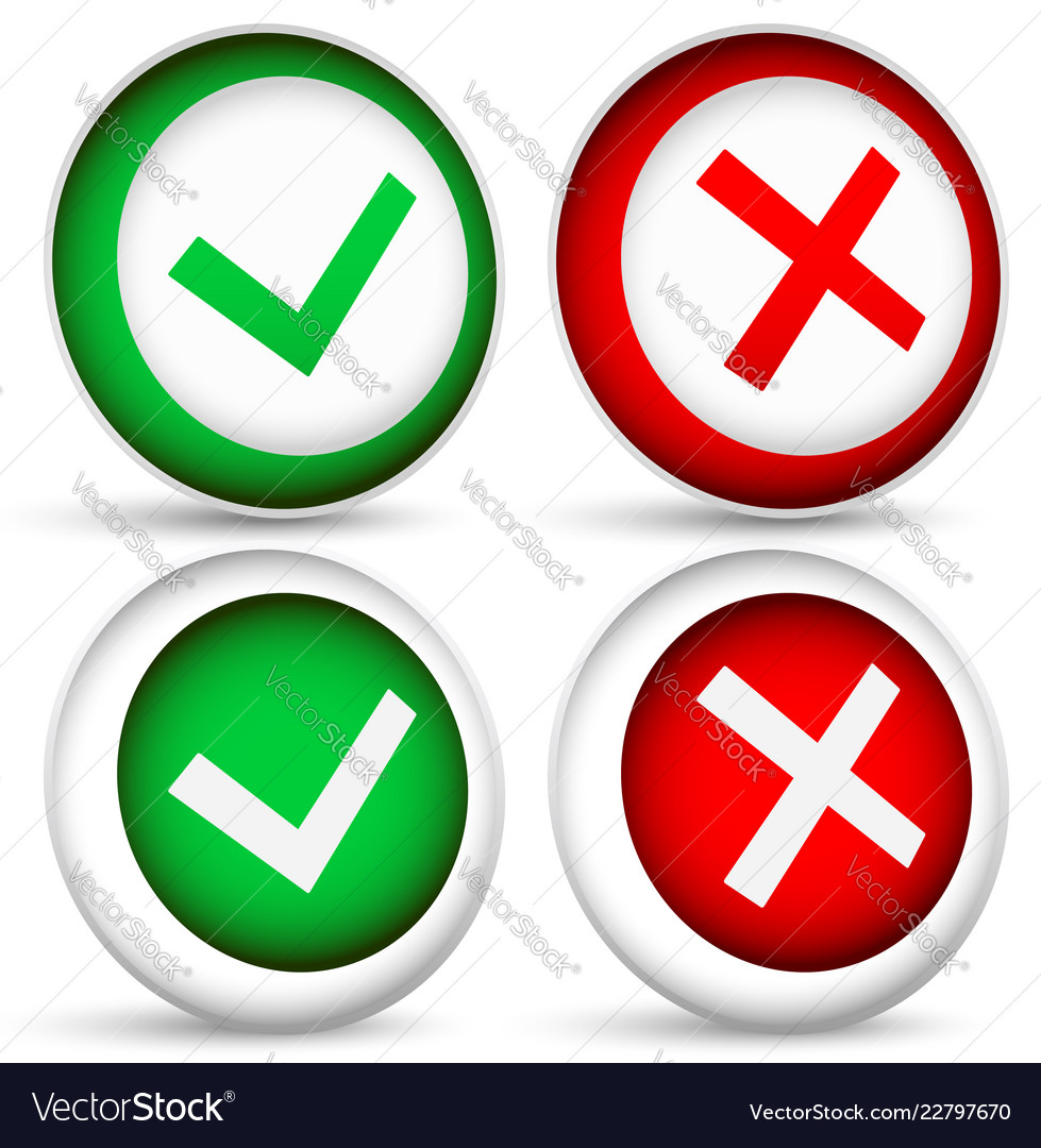 Checkmark and x concepts vector image Checkmark and x concepts