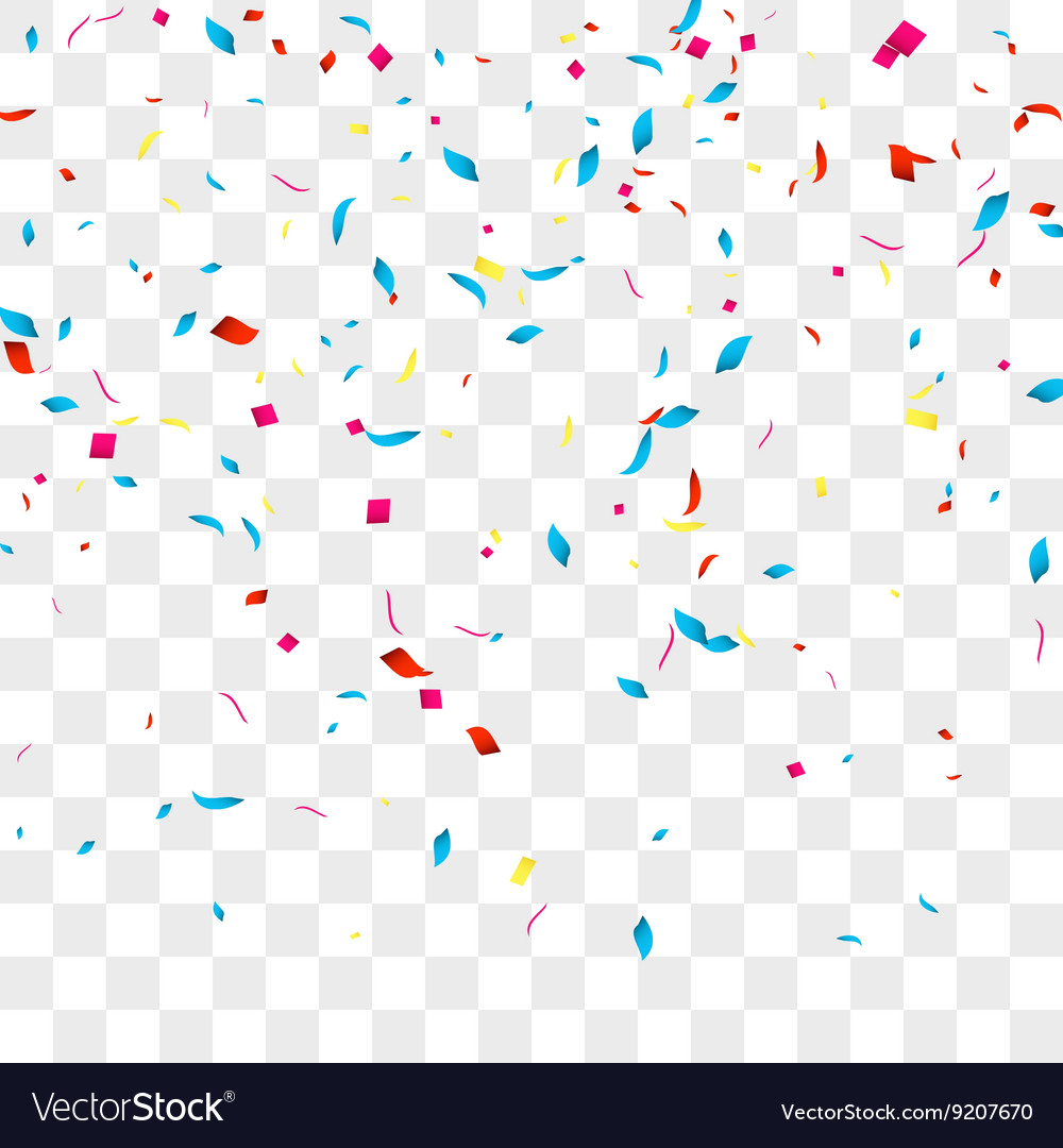 Confetti background over transparent grid Vector Image