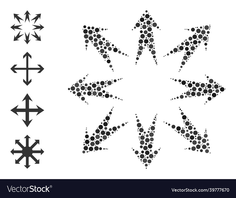 Dotted expand arrows composition of round dots
