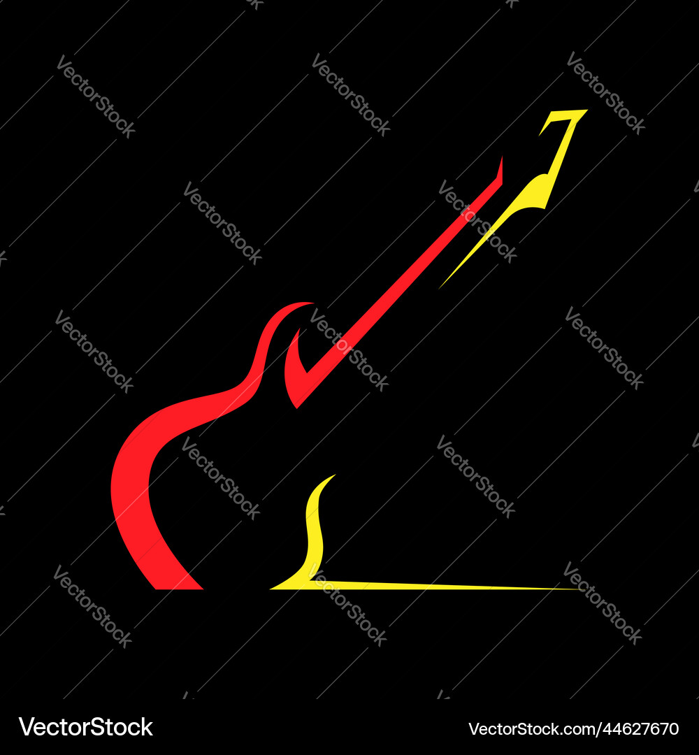 Electric guitar symbol on black backdrop Vector Image