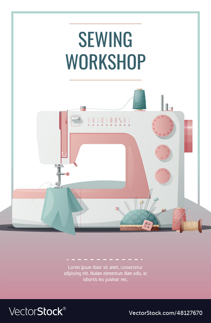 Flyer template with sewing machine