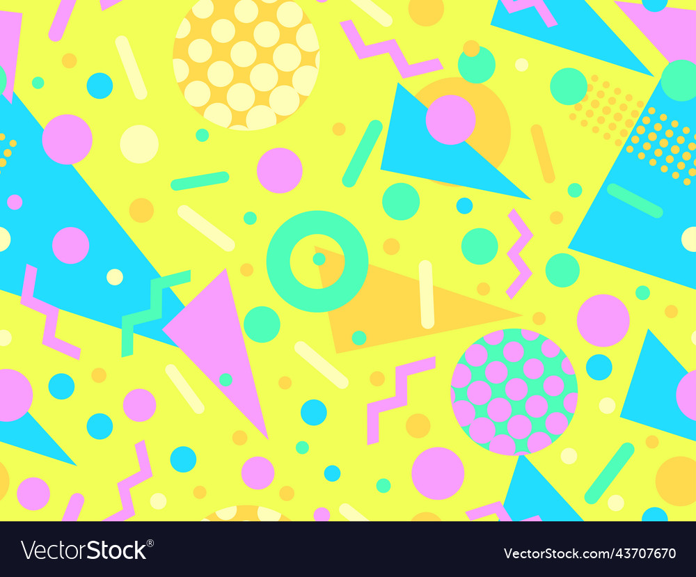 Geometric seamless pattern with memphis elements