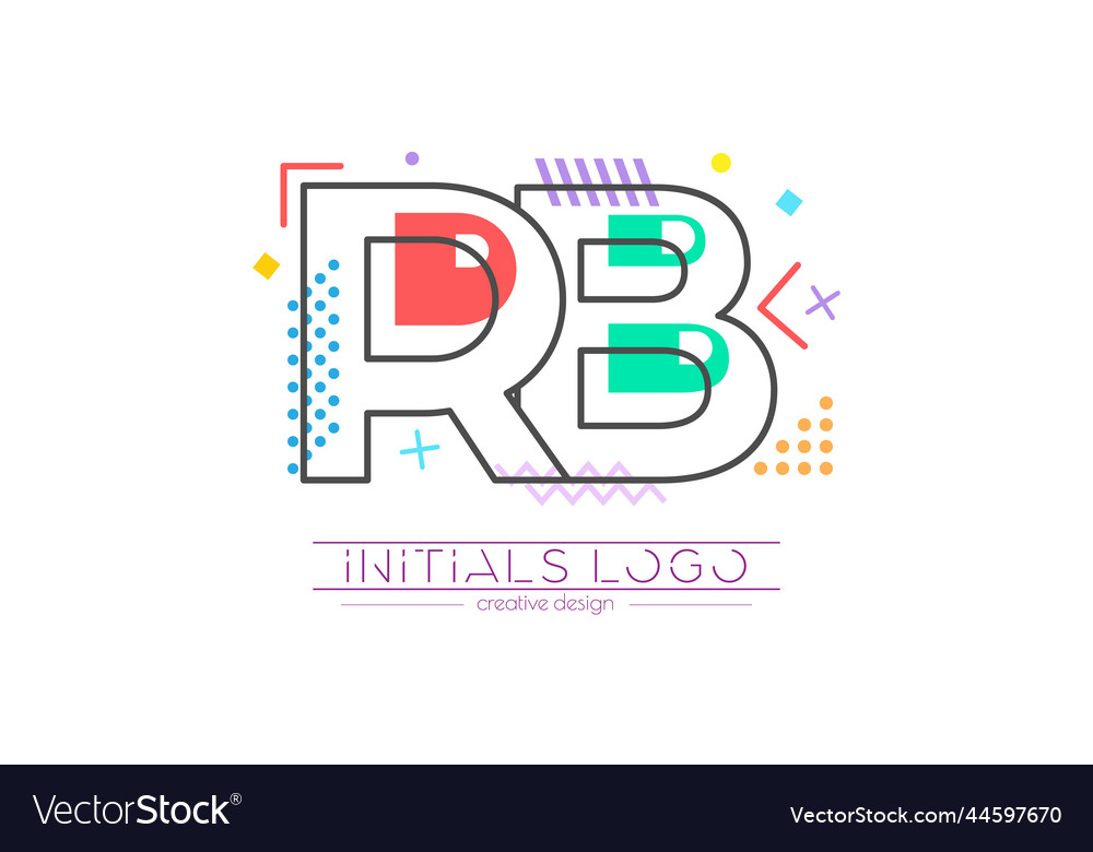 Letters r and b merging of two initials