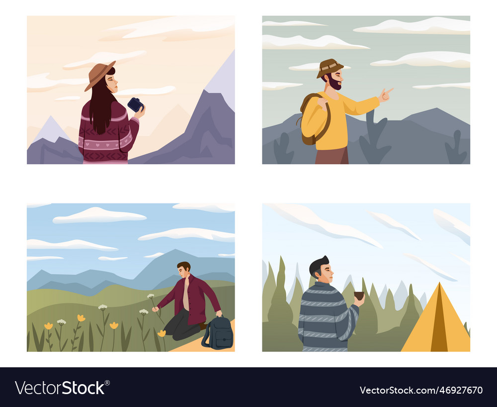 People travel in nature Vector Image People travel in nature