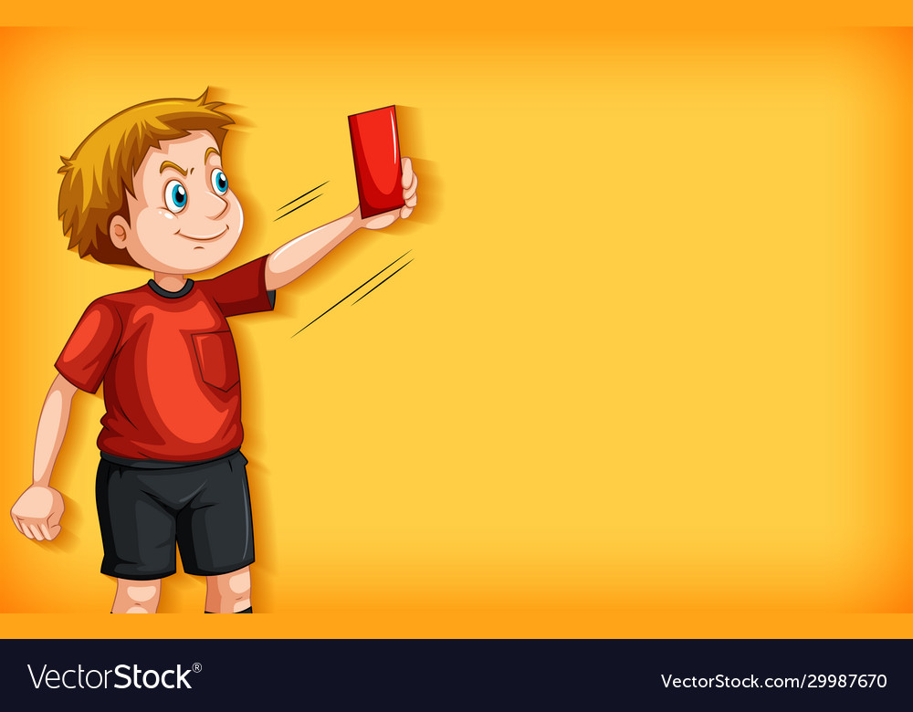 Plain background with football referee with red Vector Image