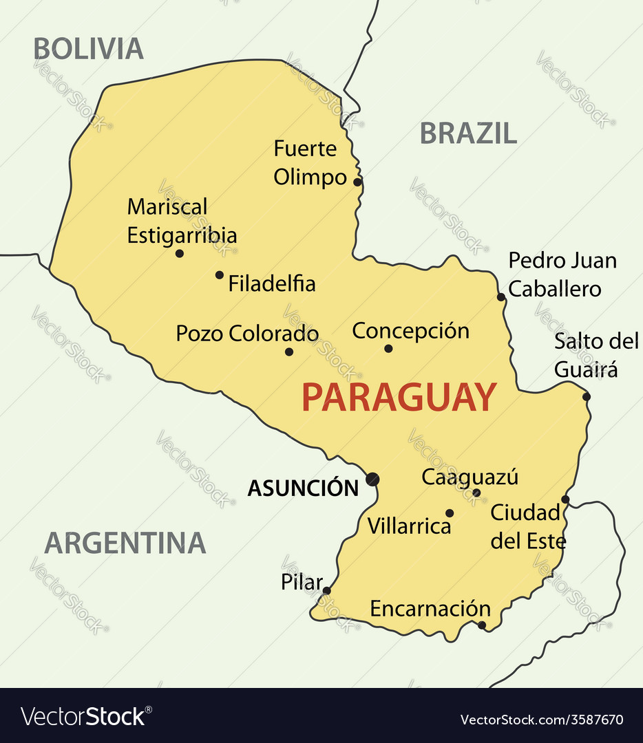 Ciudad Del Este Paraguay Map Republic Of Paraguay - Map Royalty Free Vector Image