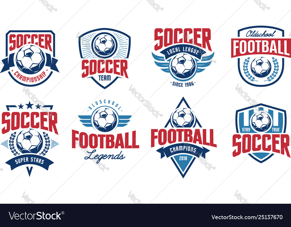 Soccer classic emblems set Royalty Free Vector Image