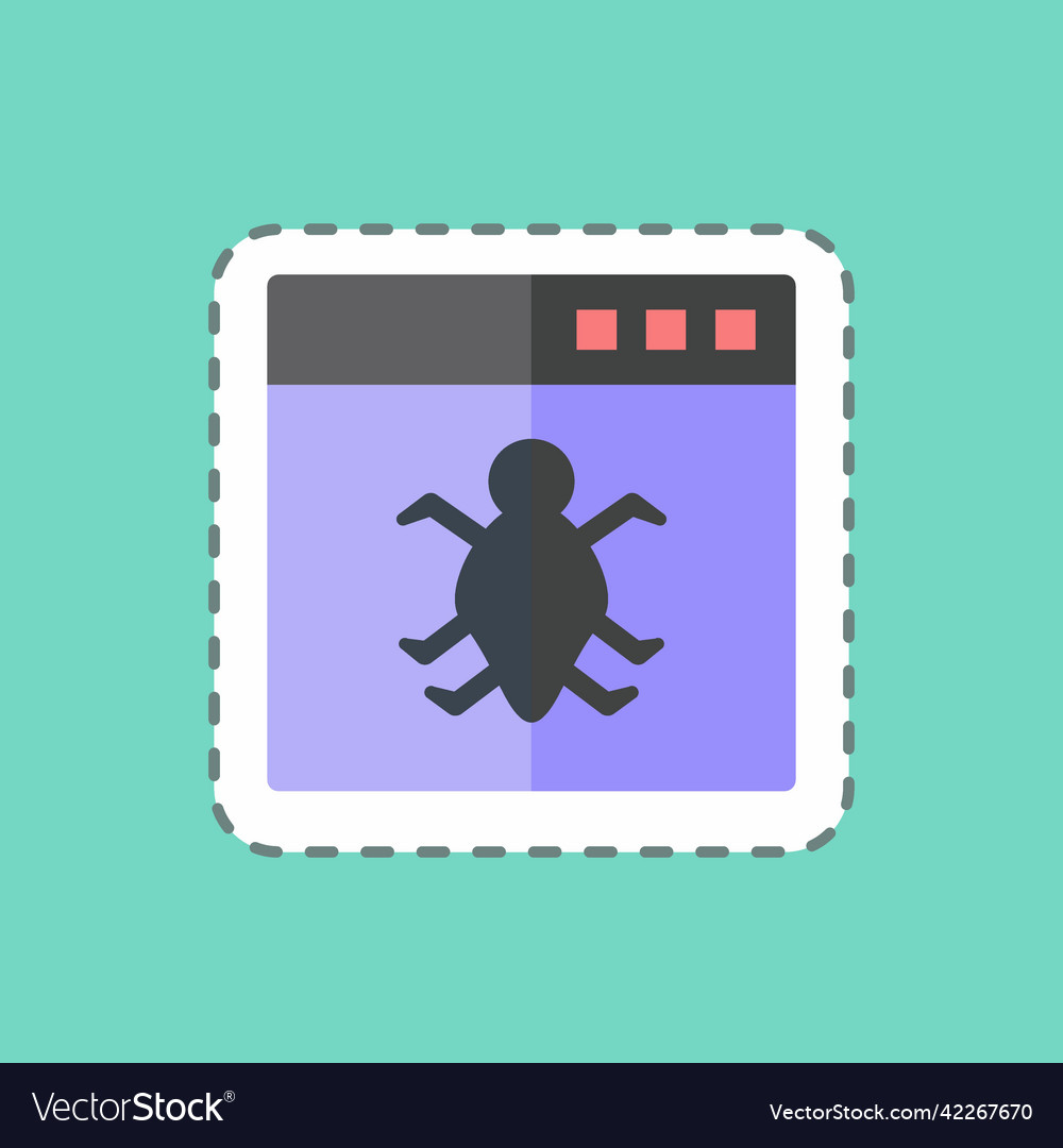 Sticker line cut bug in application suitable vector image Sticker line cut bug in application suitable