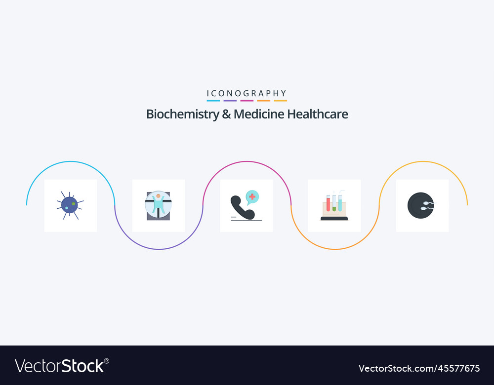 Biochemistry and medicine healthcare flat 5 icon