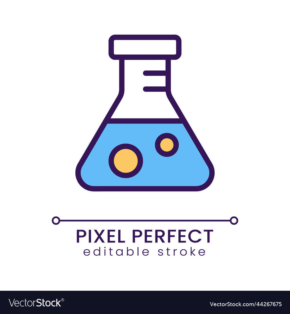 Conical flask pixel perfect rgb color icon vector image Conical flask pixel perfect rgb color icon