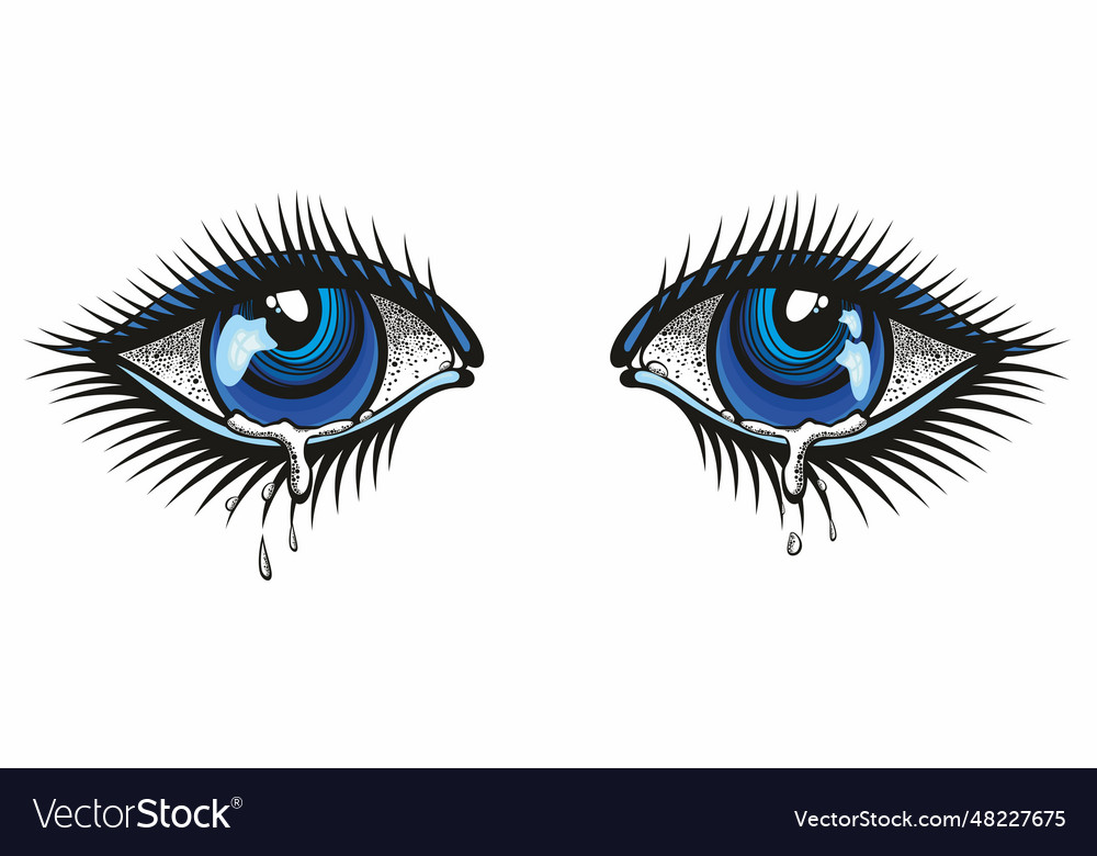 Eye with tears Royalty Free Vector Image - VectorStock