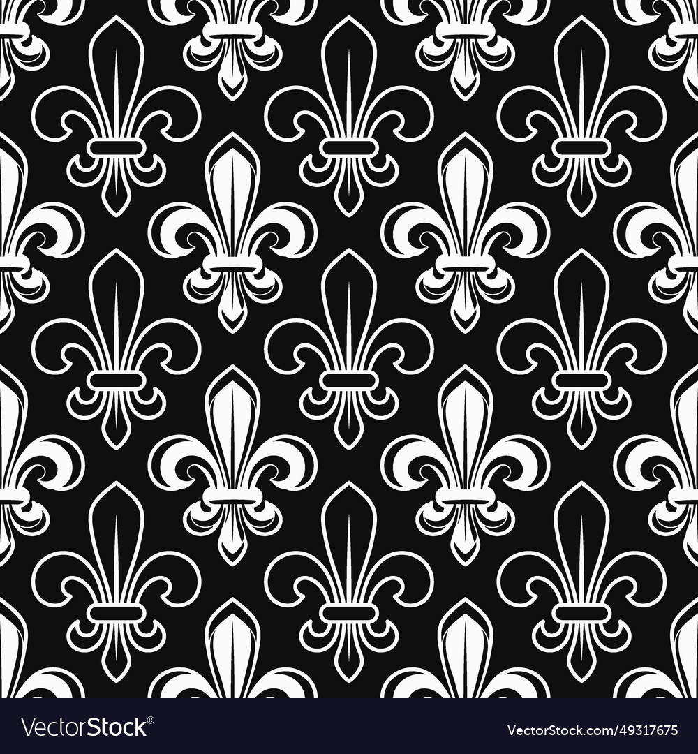 Geometric black and white pattern with fleur de Vector Image