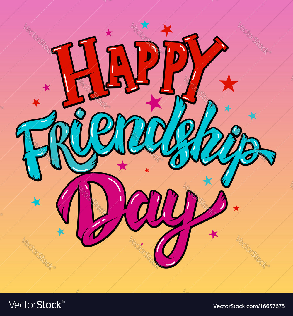 Happy friendship day lettering phrase with star Vector Image