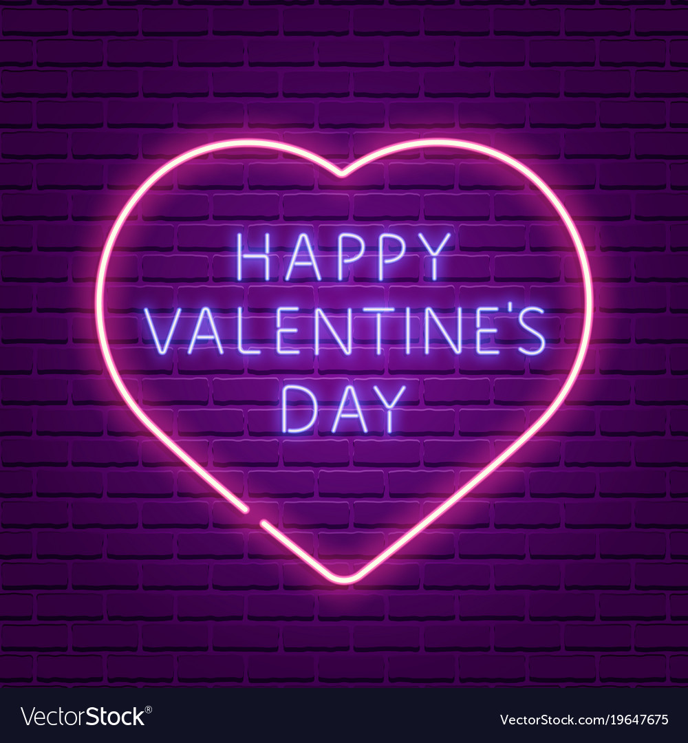 Happy valentines day neon glowing text Royalty Free Vector