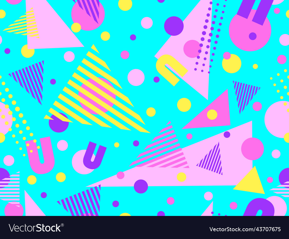 Memphis seamless pattern with geometric shapes Vector Image Memphis seamless pattern with geometric shapes