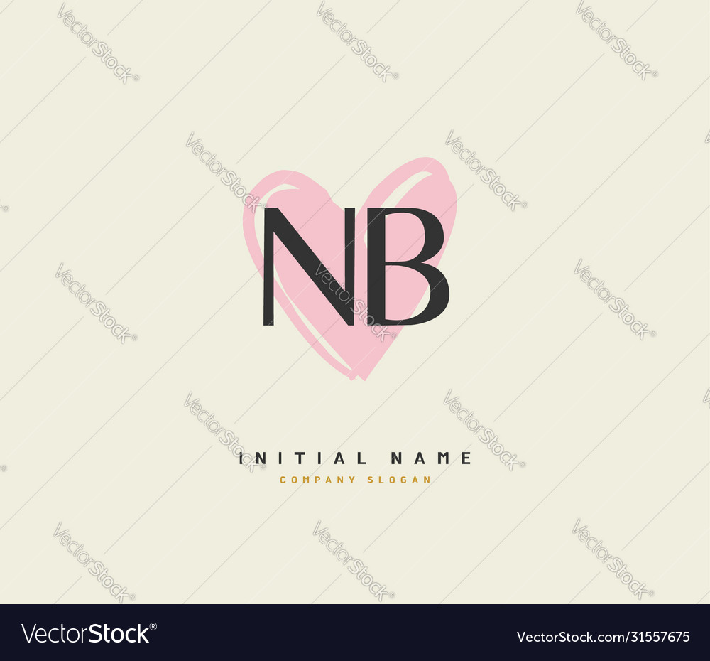 N b nb beauty initial logo handwriting