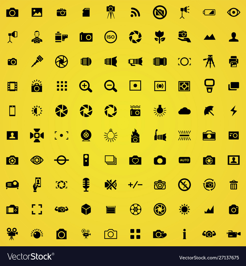 Photography 100 icons universal set for web and ui