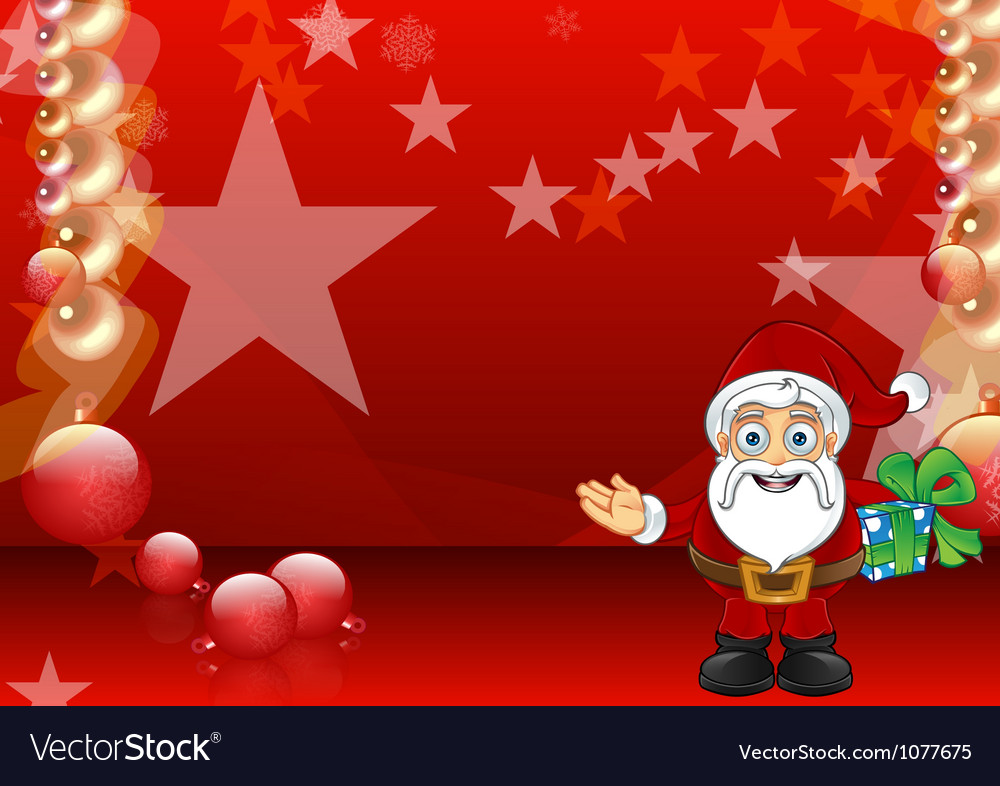 Red christmas background with santa