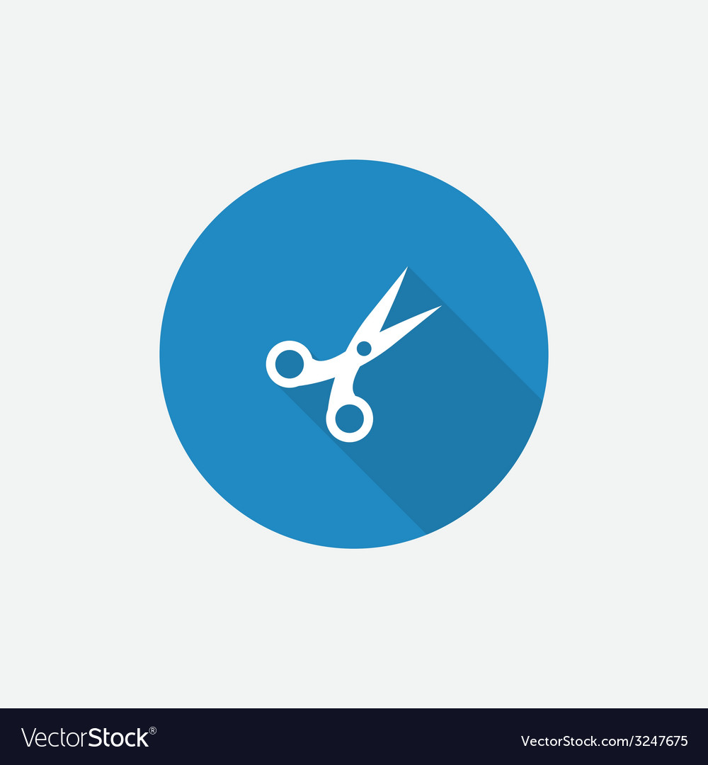 Scissors flat blue simple icon with long shadow