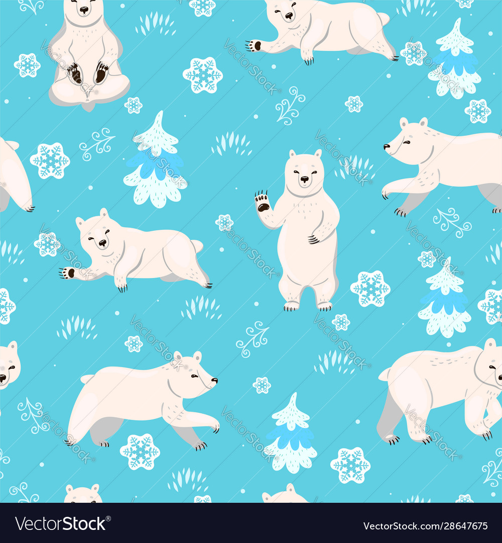 Seamless pattern with polar bears graphics Vector Image Seamless pattern with polar bears graphics