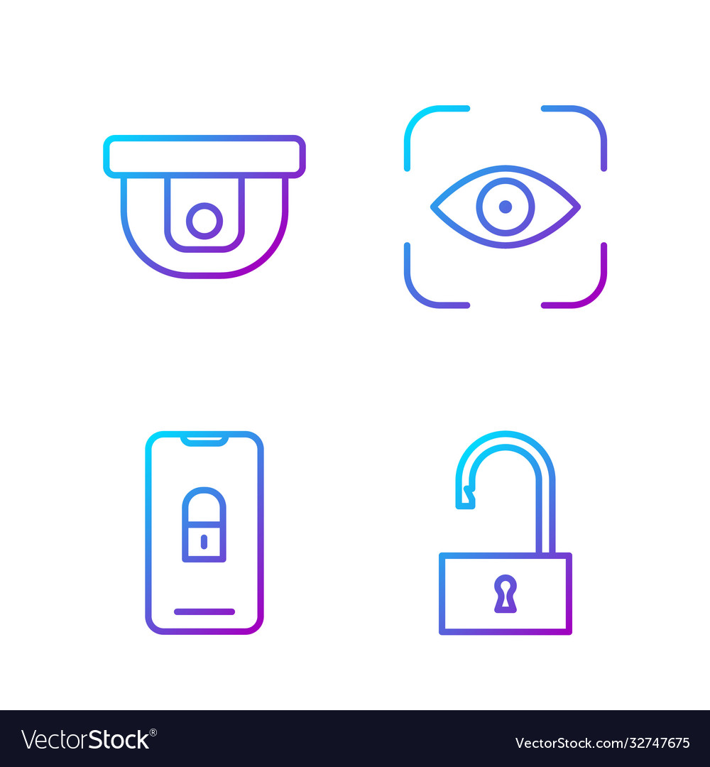 Set line open padlock mobile with closed Vector Image Set line open padlock mobile with closed