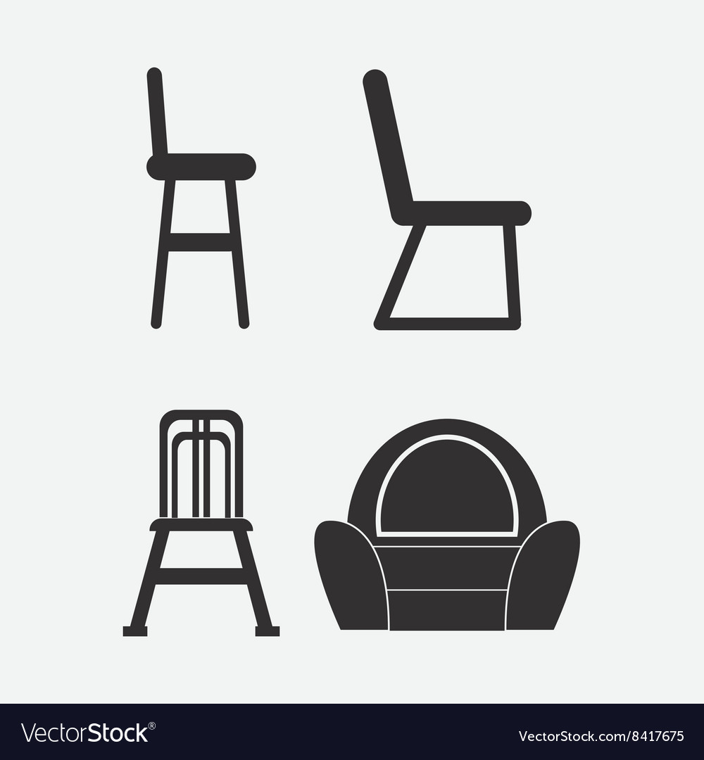 Set of black and white chairs Royalty Free Vector Image