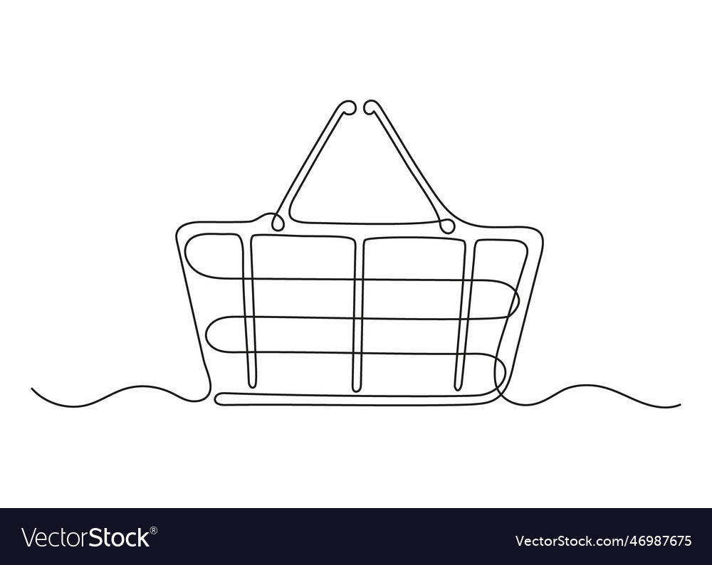 Shopping cart continuous one art line drawing