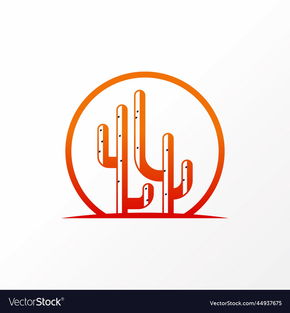 Simple and unique 2 cactus 3d inside circle line