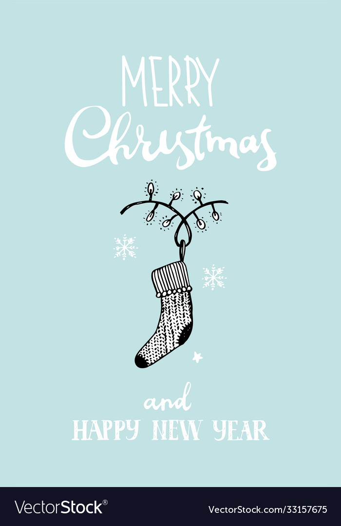 Simple new year card merry christmas and happy