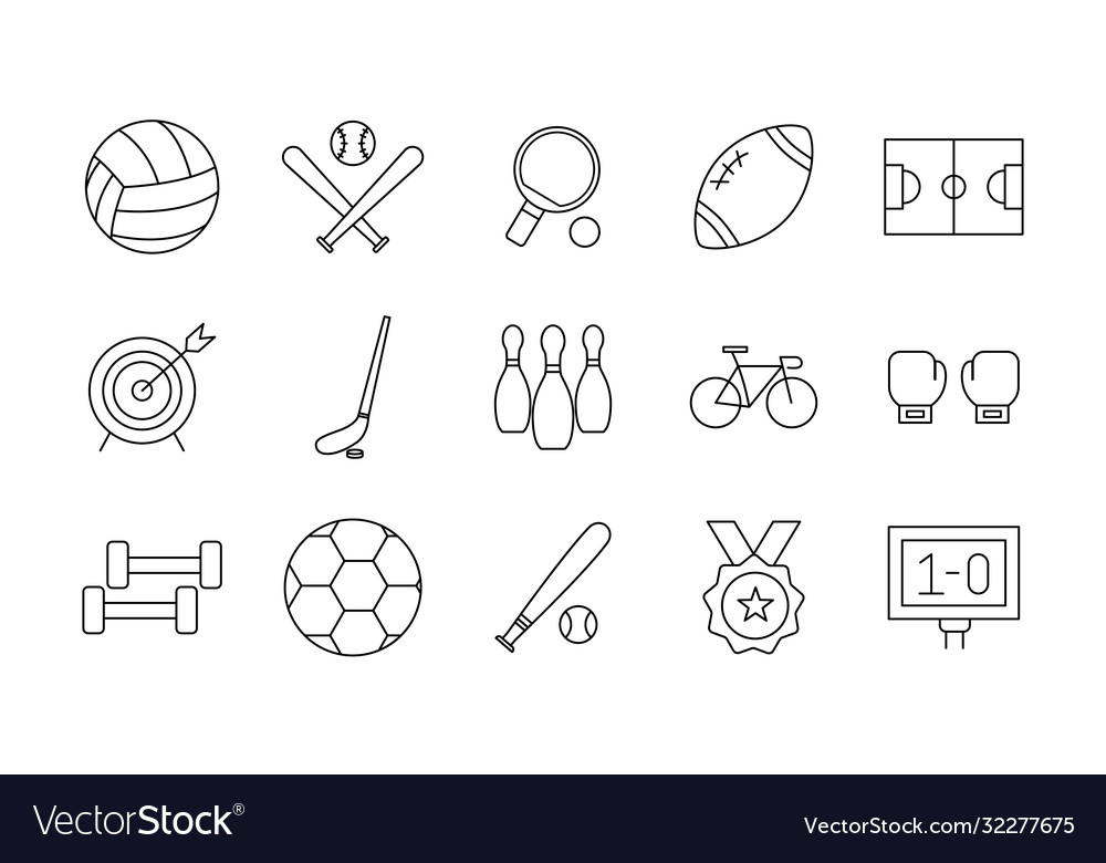 Sport Linie Stil Icon-Set Design