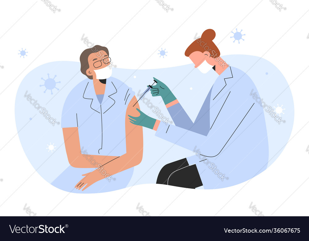 Vaccination old people senior woman getting a Vector Image