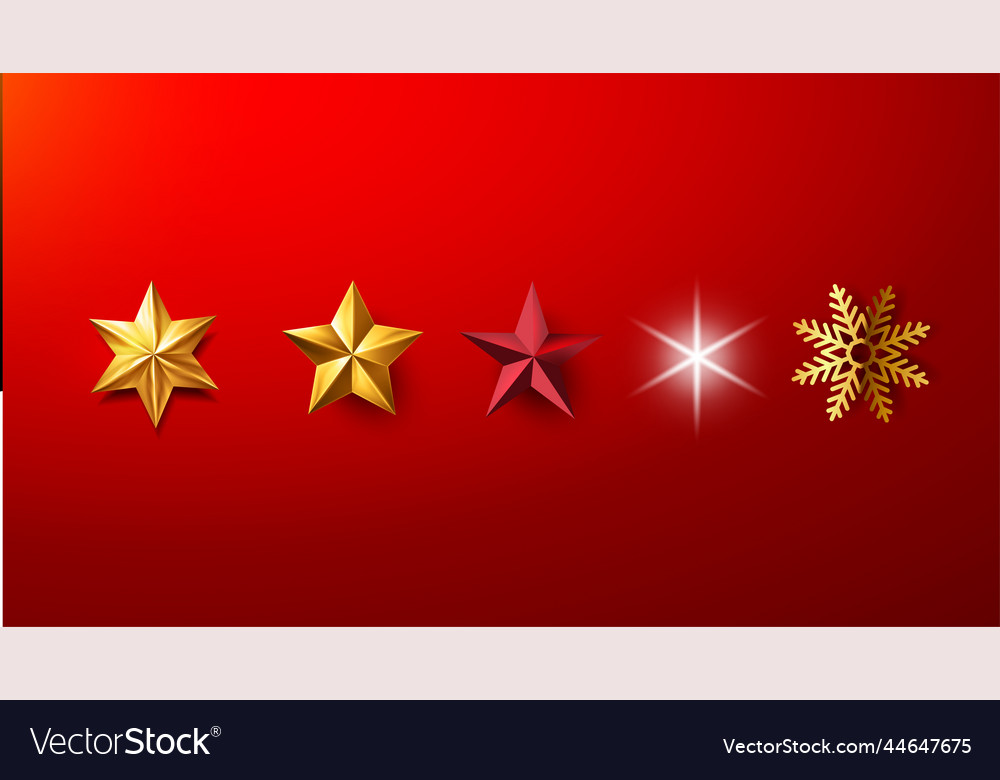 Various shiny star realistic with red backdrop vector image Various shiny star realistic with red backdrop