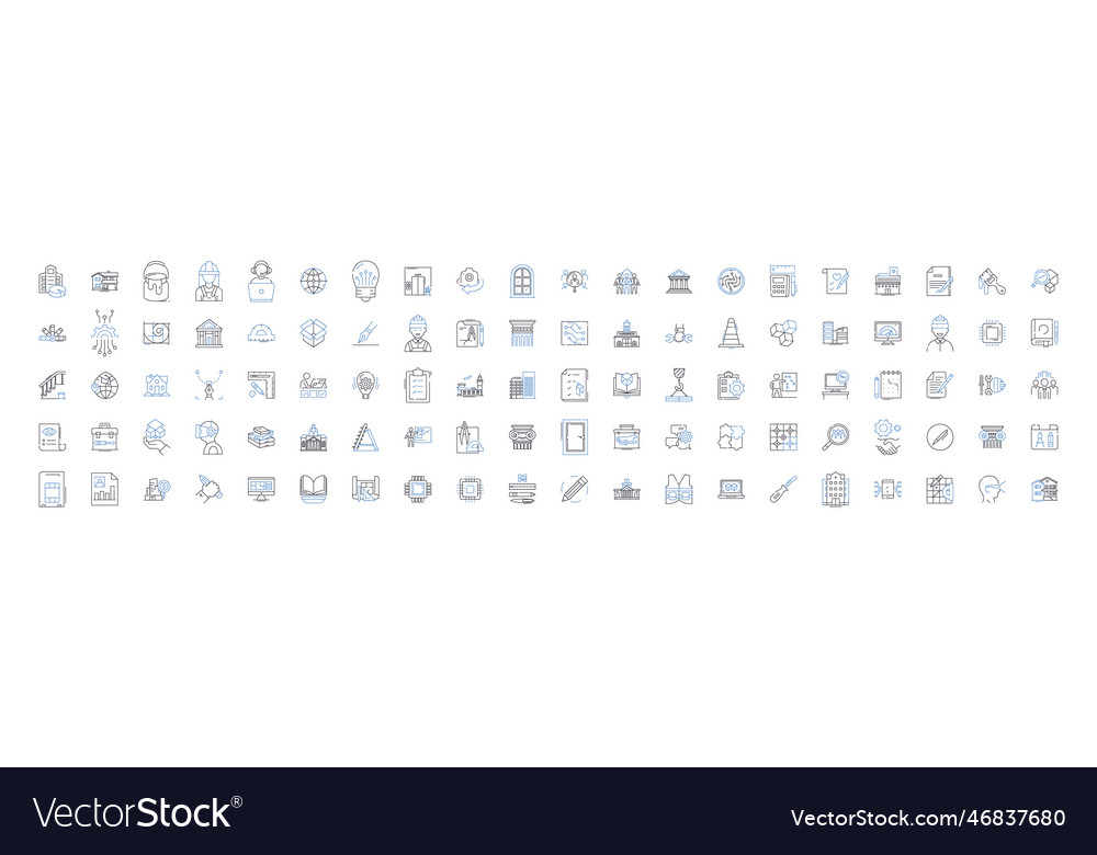Articulate discourse line icons collection vector image Articulate discourse line icons collection