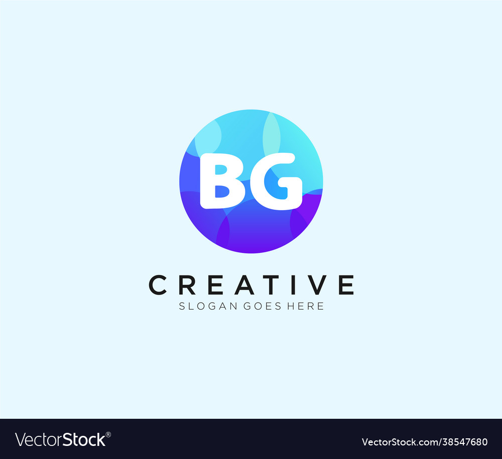 Bg initial logo with colorful circle template Vector Image