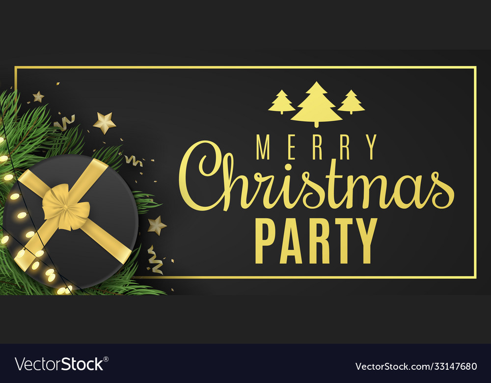 Christmas banner for party black gift box